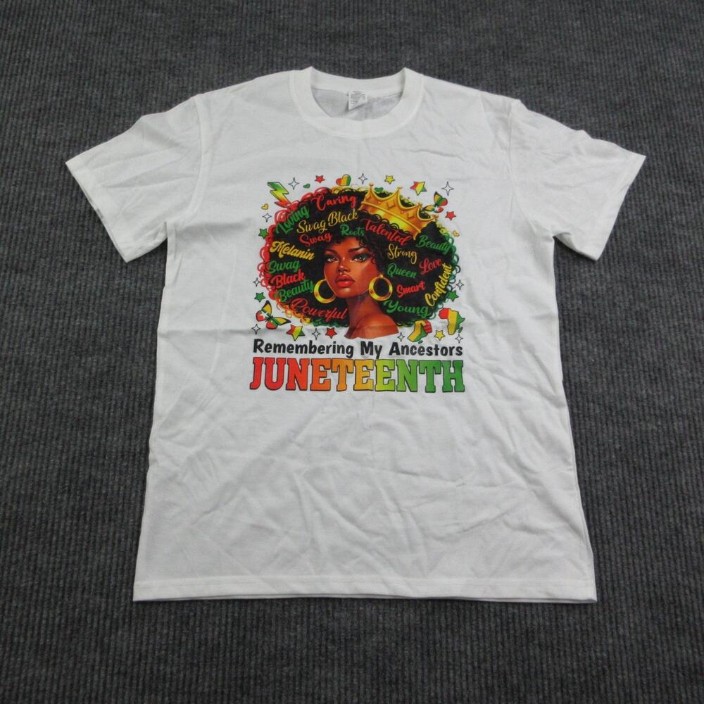 Juneteenth Shirt Mens M White Cotton Crew Neck Graphic Tee